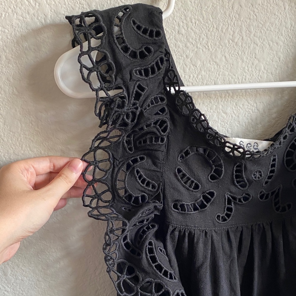 Sea New York Black Eyelet Ruffle Blouse - Picture 4 of 8